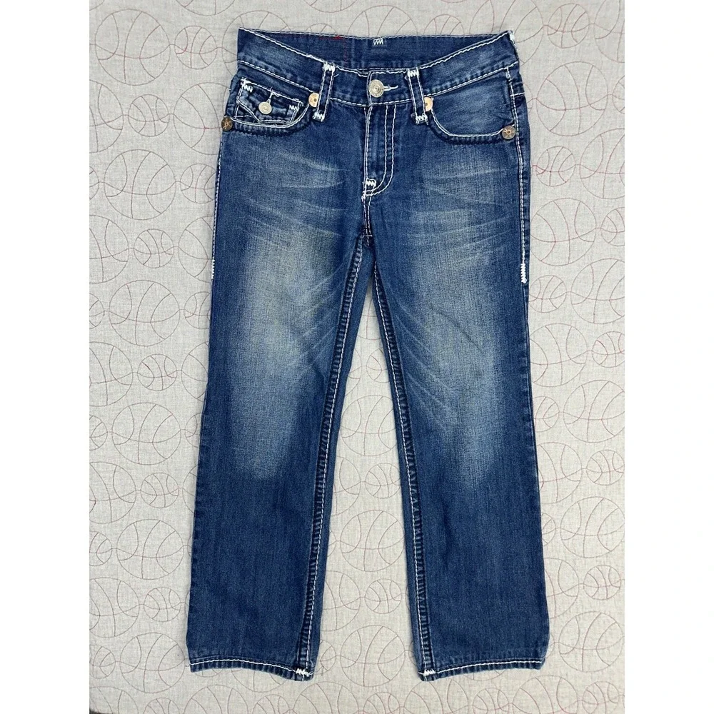 True Religion Billy Super T Jeans Blue Contrast Stitch‎ Flap Pocket / Mens 32x31